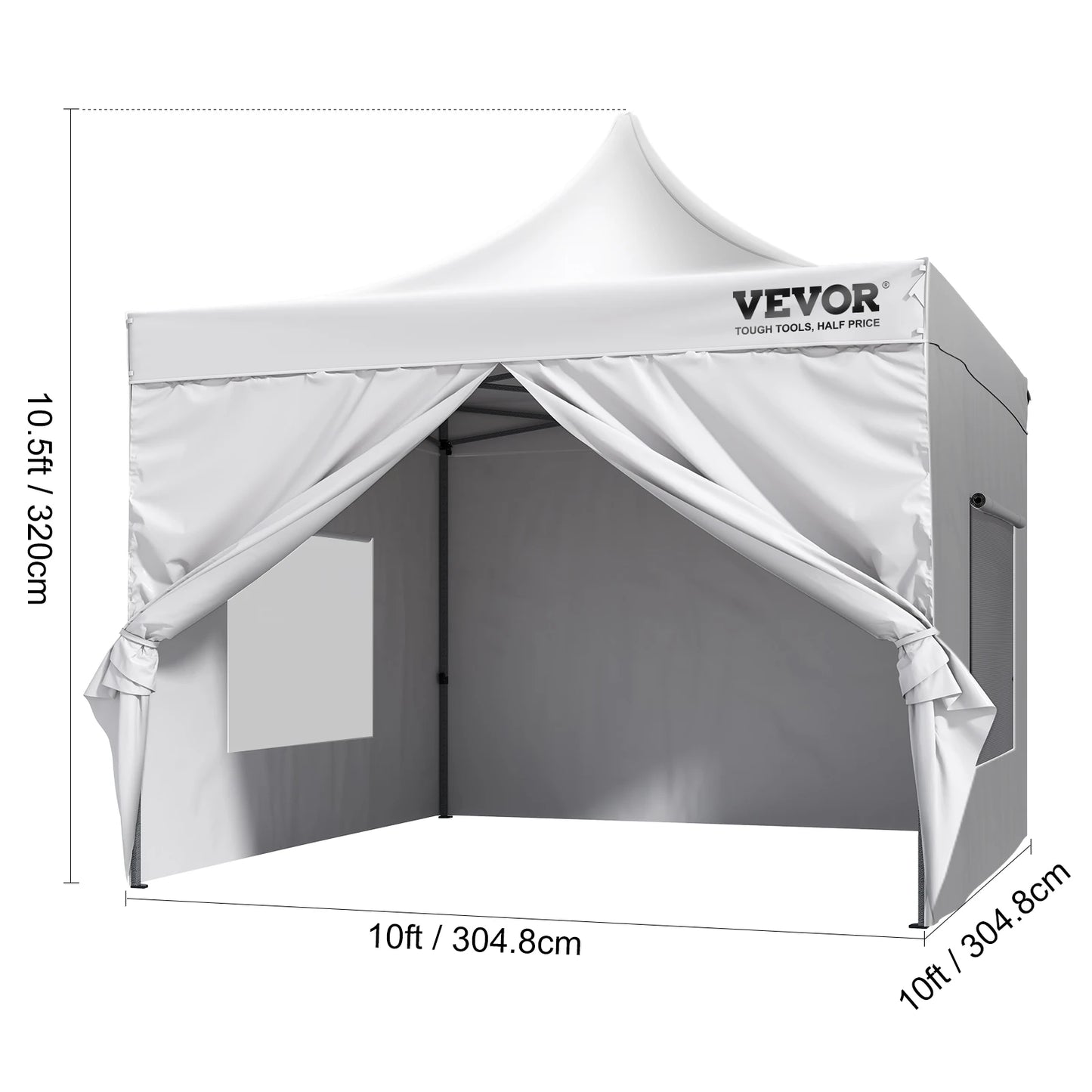 VEVOR 10x10 FT vysúvacia strieška s odnímateľnými bočnicami Prenosný altánok a taška na kolieskach UV odolný vodotesný stan na terasu