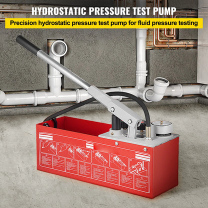 Testovacie čerpadlo hydrostatického tlaku VEVOR 60 bar/860 psi 3,2 galónová nádrž Hydraulická manuálna súprava na testovanie tlaku vody Tlakový test