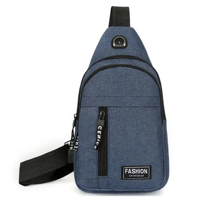 Pánska trendová biznis taška na hruď, bežné slúchadlá, crossbody taška, multifunkčná vonkajšia taška cez rameno