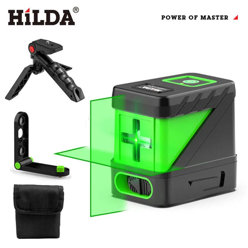HILDA 2-riadkový laserový samonivelačný laser so zelenými lúčmi Horizontálne a Vertikálne priečne línie