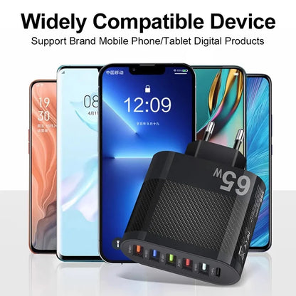 3,1 A 5 portov USB rýchla nabíjačka PD typ C nabíjací adaptér pre Xiaomi iPhone Samsung Nabíjacia zástrčka mobilného telefónu QC 3.0 na stenu