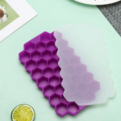 Forma na bloky ľadu Honeycomb Silikónový blok na ľad Forma na výrobu ľadu Opakovane použiteľný výrobník ľadu v potravinárskej kvalite s vrchnákom na letné džúsové víno