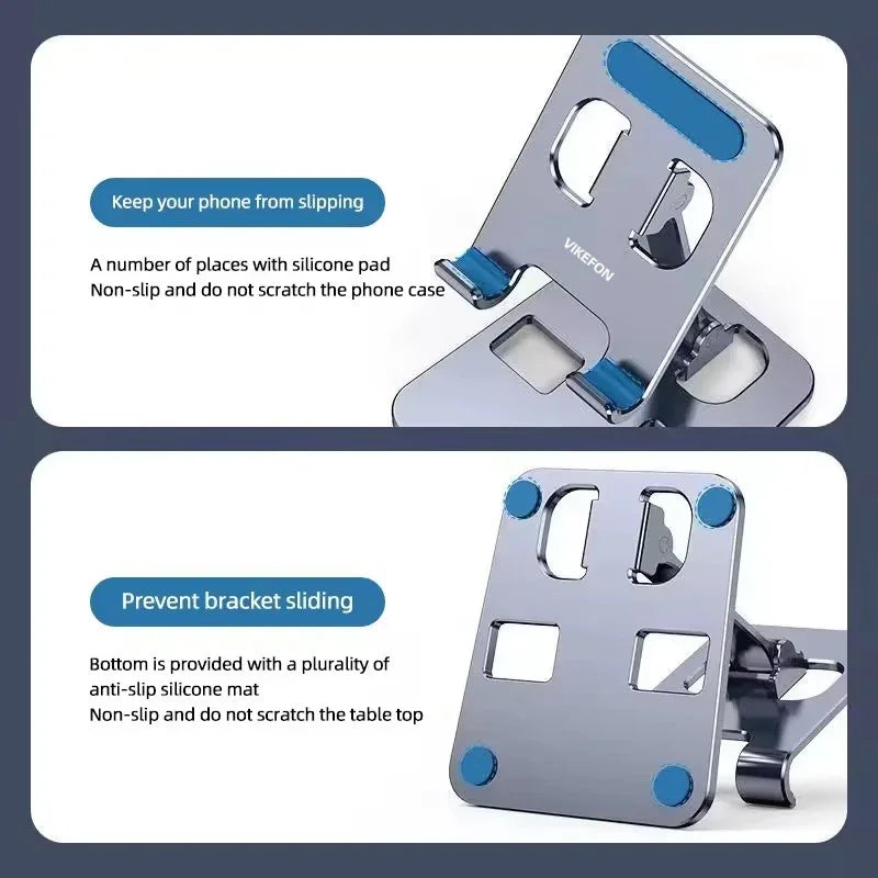VIKEFON Aluminium Alloy Prenosný držiak na tablet pre iPad Nastaviteľný Flexibilný skladací Lazy Desktop Live Držiak na mobilný telefón