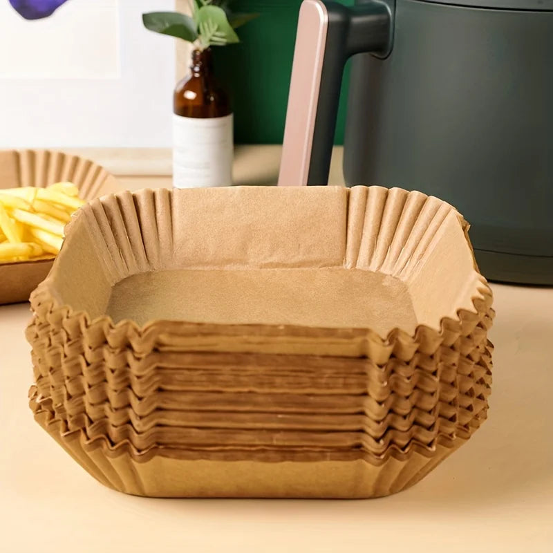 50/100 ks Špeciálny papier pre vzduchovú fritézu Papier na silikónový olej Papier na absorbovanie oleja Špeciálna papierová podložka na papierový tanier pre domácnosť