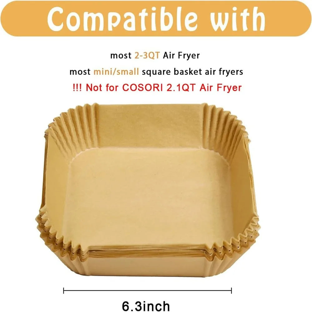 50/100/200 ks Jednorazový papier do vzduchovej fritézy Okrúhly/štvorcový špeciálny papier Potravinársky silikónový olejový papier Vložky do fritézy Papier na pečenie