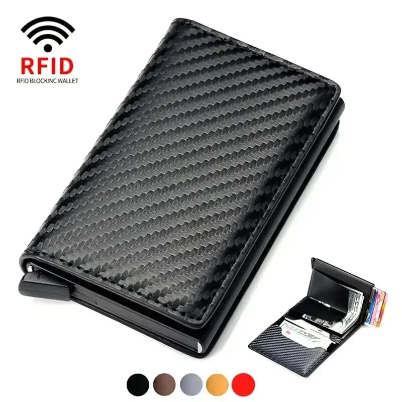 Hliníková peňaženka RFID pre mužov Peňaženka Peňaženka z uhlíkových vlákien Men Business Tenká tenká inteligentná peňaženka Držiak kreditnej karty Puzdro na poznámky