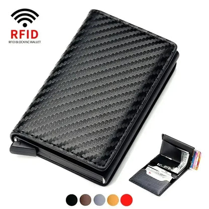 Hliníková peňaženka RFID pre mužov Peňaženka Peňaženka z uhlíkových vlákien Men Business Tenká tenká inteligentná peňaženka Držiak kreditnej karty Puzdro na poznámky