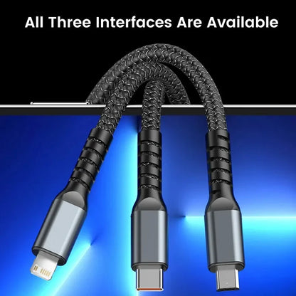 100/66W 3v1 kábel Micro USB Type C kábel pre iPhone 15 14 13 Pro Max Huawei Xiaomi Samsung S23 S22 Super rýchly nabíjací kábel