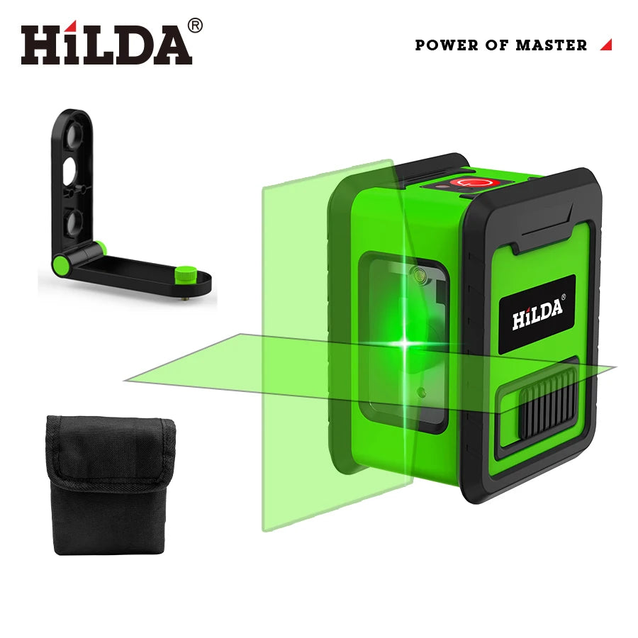 HILDA 2-riadkový laserový samonivelačný laser so zelenými lúčmi Horizontálne a Vertikálne priečne línie