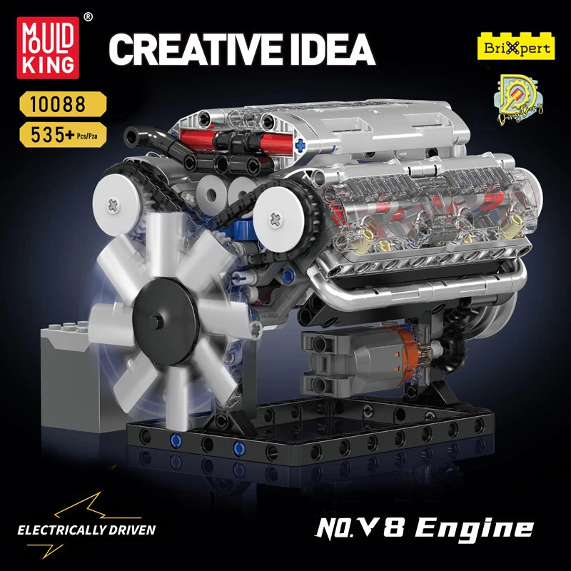 Mold King 10088 technický stavebný blok auta MOC motorizovaný motor V8 zostava modelu auta časť tehly hračky pre deti vianočný darček