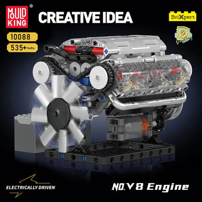 Mold King 10088 technický stavebný blok auta MOC motorizovaný motor V8 zostava modelu auta časť tehly hračky pre deti vianočný darček