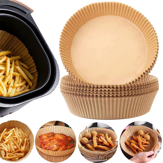 50/100/200 ks Jednorazový papier do vzduchovej fritézy Okrúhly/štvorcový špeciálny papier Potravinársky silikónový olejový papier Vložky do fritézy Papier na pečenie