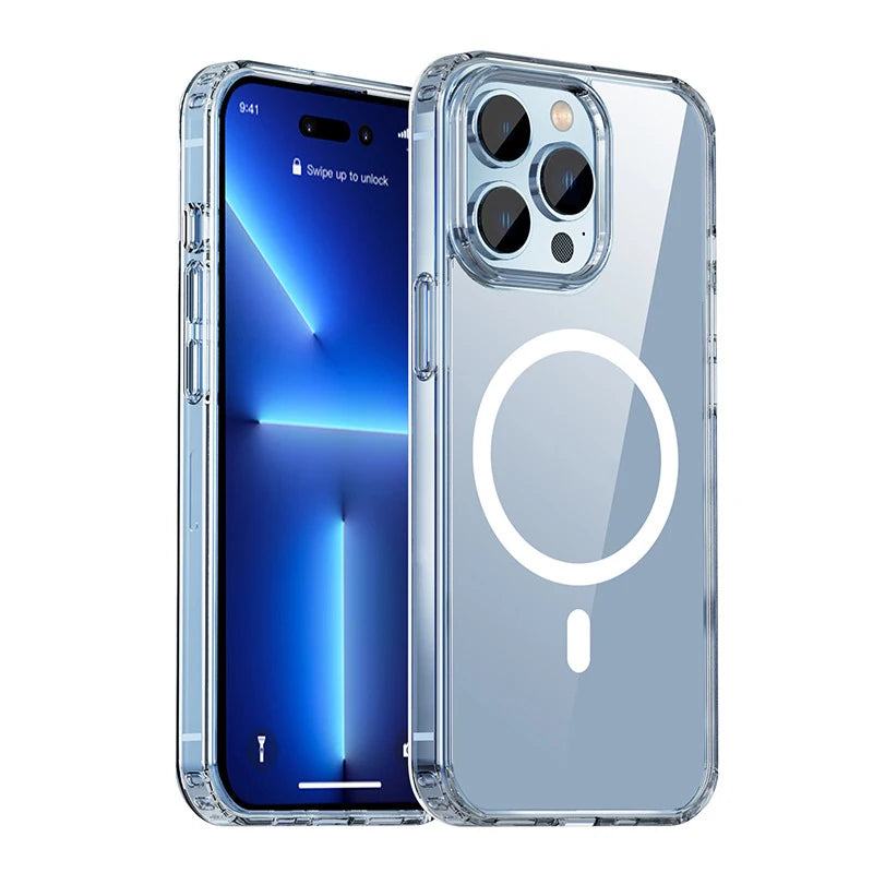 Vanuoxin Original Magnetic Case for iPhone 15 14 13 12 Mini 11 Pro Max for MagSafe Clear Shockproof Phone Cover PC+TPU Shell