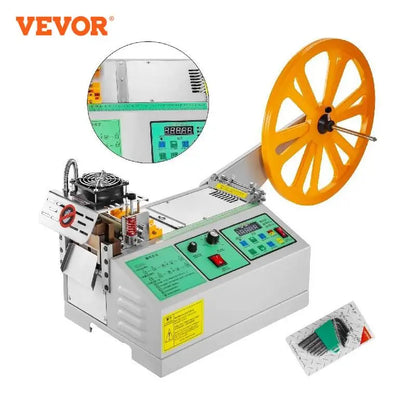 VEVOR Automatický počítačový stroj na rezanie pások za tepla a za studena Nôž na magickú nálepku so zipsom na zmršťovanie teplom