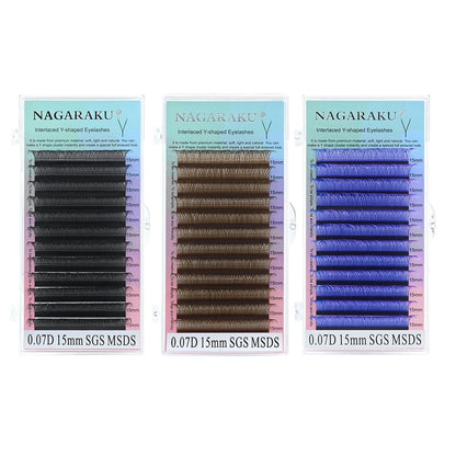 NAGARAKU YY Tvar Čierna Hnedá Fialová farba Ručne tkaná Prémiová norková Soft Light Natural Sieťka na predlžovanie mihalníc