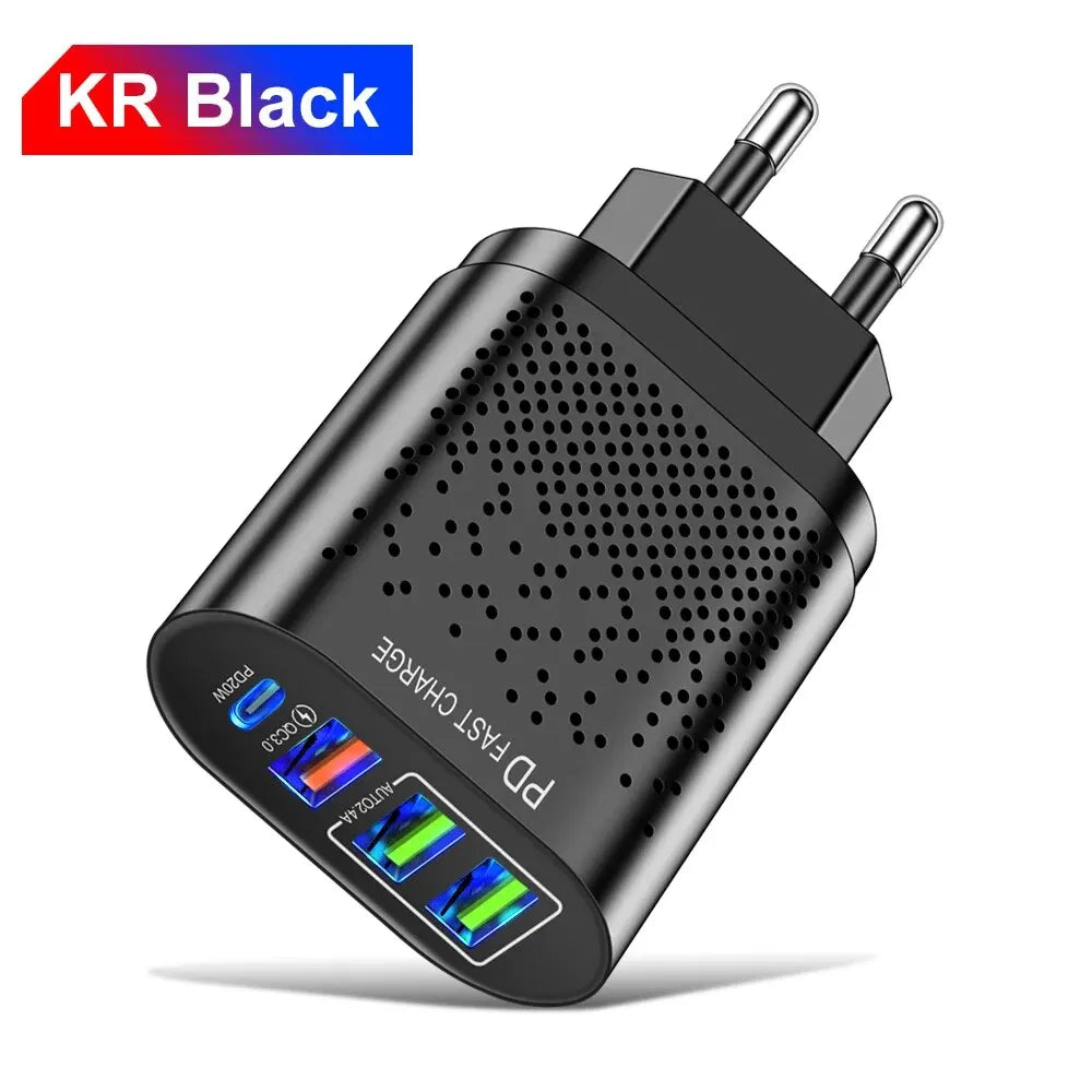 Rýchla USB nabíjačka typu C Rýchle nabíjanie 20 W QC3.0 PD3.0 EU US KR UK AU Nabíjací adaptér pre Iphone 15 Laptop Nabíjačka