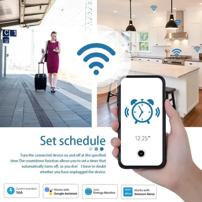 Inteligentná zásuvka Tuya EU16A/20A Wifi inteligentná zástrčka s monitorovaním napájania Podpora diaľkového ovládania APP Smart Life Asistent Google Alexa