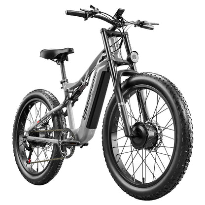 Shengmilo S600 Electric Bike 1000W*2 Motor 48V 17.5AH SAMSUNG Battery 26 Inch Tire 42km/h Max Speed 90km Max Range Mechanical Disc Brake DNM Rear Shock Absorber Shimano 7 Speed