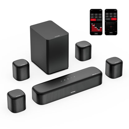 Ultimea Aura A60 7.1 Soundbar, Smart APP &amp; Voice Control, BassMX Technology, 350W Peak Power, HDMI eARC, 4 Surround Speakers, for Smart TV