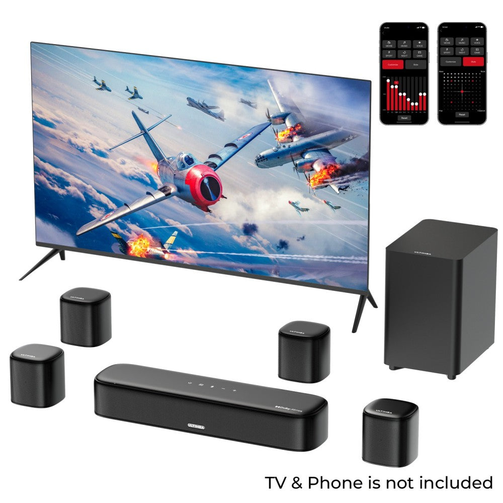 Ultimea Aura A60 7.1 Soundbar, Smart APP &amp; Voice Control, BassMX Technology, 350W Peak Power, HDMI eARC, 4 Surround Speakers, for Smart TV