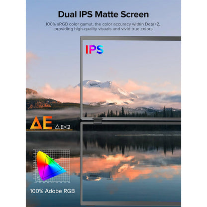 UPERFECT Delta 15.6-inch Dual Screen Portable Folding Monitor, 1920*1080 FHD IPS Screen, 60Hz Refresh Rate, 1000:1 Contrast Ratio, 360&#176; Folding, Built-in Speaker, Built-in Stand &amp; VESA Mountable,  2*Full-Featured Type-C, 2* mini HDMI - EU Plug