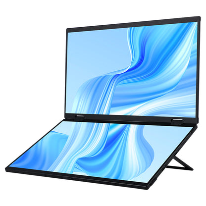 UPERFECT Delta 15.6-inch Dual Screen Portable Folding Monitor, 1920*1080 FHD IPS Screen, 60Hz Refresh Rate, 1000:1 Contrast Ratio, 360&#176; Folding, Built-in Speaker, Built-in Stand &amp; VESA Mountable,  2*Full-Featured Type-C, 2* mini HDMI - EU Plug