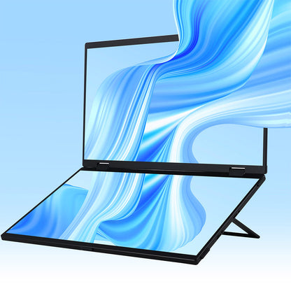UPERFECT Delta 15.6-inch Dual Screen Portable Folding Monitor, 1920*1080 FHD IPS Screen, 60Hz Refresh Rate, 1000:1 Contrast Ratio, 360&#176; Folding, Built-in Speaker, Built-in Stand &amp; VESA Mountable,  2*Full-Featured Type-C, 2* mini HDMI - EU Plug