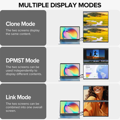 UPERFECT Delta Max 18.5-inch Dual Screen Portable Monitor, 1920*1080 IPS Screen, 100Hz Refresh Rate, 100% sRGB, Built-in Speaker, Driver Free, 360&#176; Folding, Adjustable Stand &amp; VESA Mountable, Screen Extender for Laptop PC Phone Game Console - EU Plug