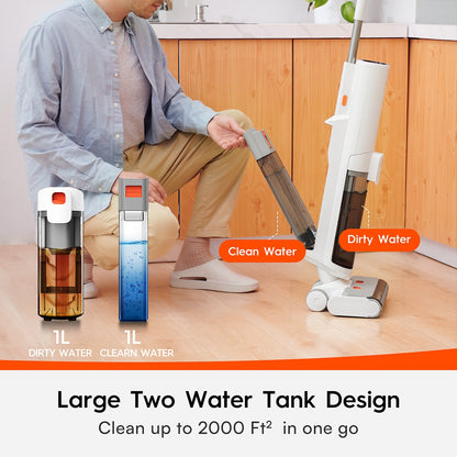Ultenic AC1 Cordless Wet Dry Vacuum Cleaner, 15KPa Suction, 2L Water Tank, Dual Edge Cleaning, 45min Runtime, Smart LED Display, APP Support, Voice Assistant - EU Plug
