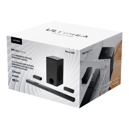 Ultimea Nova S80 Soundbar Subwoofer Speaker Kit, 5.1.2 CH, 4K HDR Passthrough, Dolby Atmos Decoding, 520W Peak Power