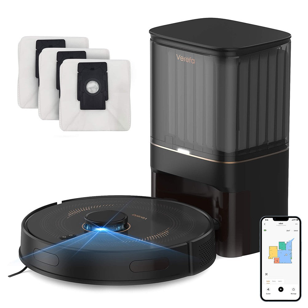 Verefa L11 Pro Robot Vacuum Cleaner, Self Emptying, 3000Pa Suction, LiDAR Navigation, 4L Dust Bag, Max 270 Mins Runtime, 70 Days Hands-Free Cleaning, App / Voice Control