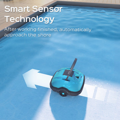 WYBOT WY1102 Cordless Pool Robot Vacuum, Dual Motor, Max 50min Runtime, Up to 525sq.ft, for Flat-bottom Pools, Blue