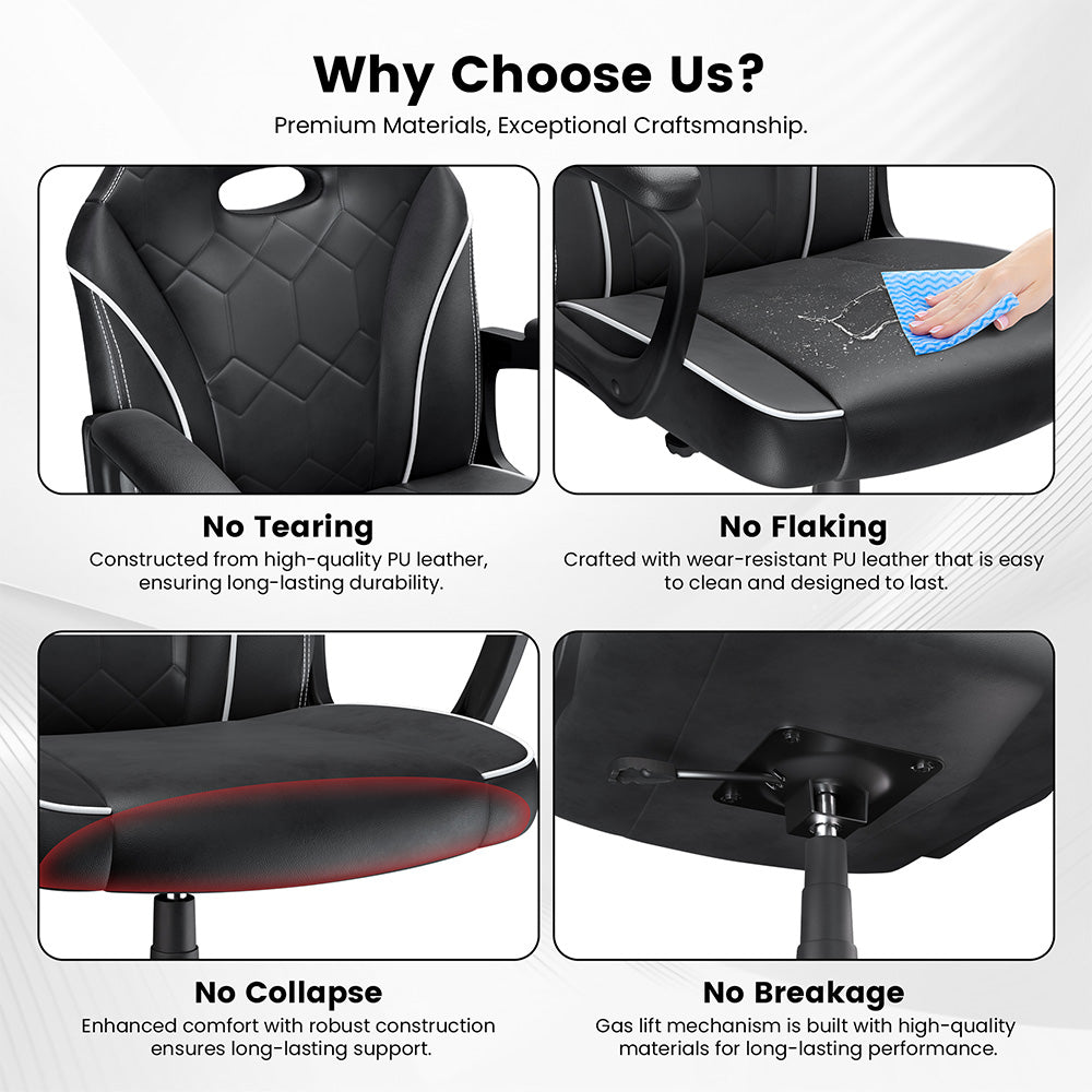 Herná kancelárska stolička ACGAM CG-4746, malá verzia, ergonomické opierky z peny, 360° otočná a výškovo nastaviteľná, 360° otáčanie a výškové nastavenie