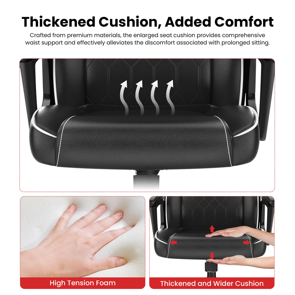 Herná kancelárska stolička ACGAM CG-5354 XL verzia, ergonomický dizajn, flexibilné nastavenie sklonu a výšky, kvalitná PVC kožená čalúňina, elegantné polstrované podrúčky, plynulý 360° otočný pohyb.