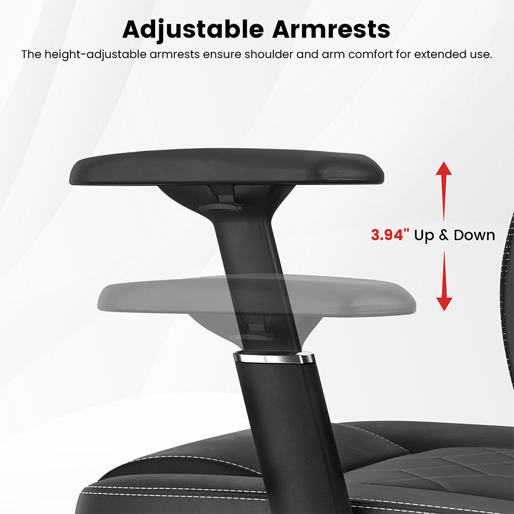 Ergonomická herná kancelárska stolička ACGAM CG-5455M, PVC sedák, nastavitelné podrúčky a opierka hlavy, 4D bederná opierka, synchrónne polohovanie operadla