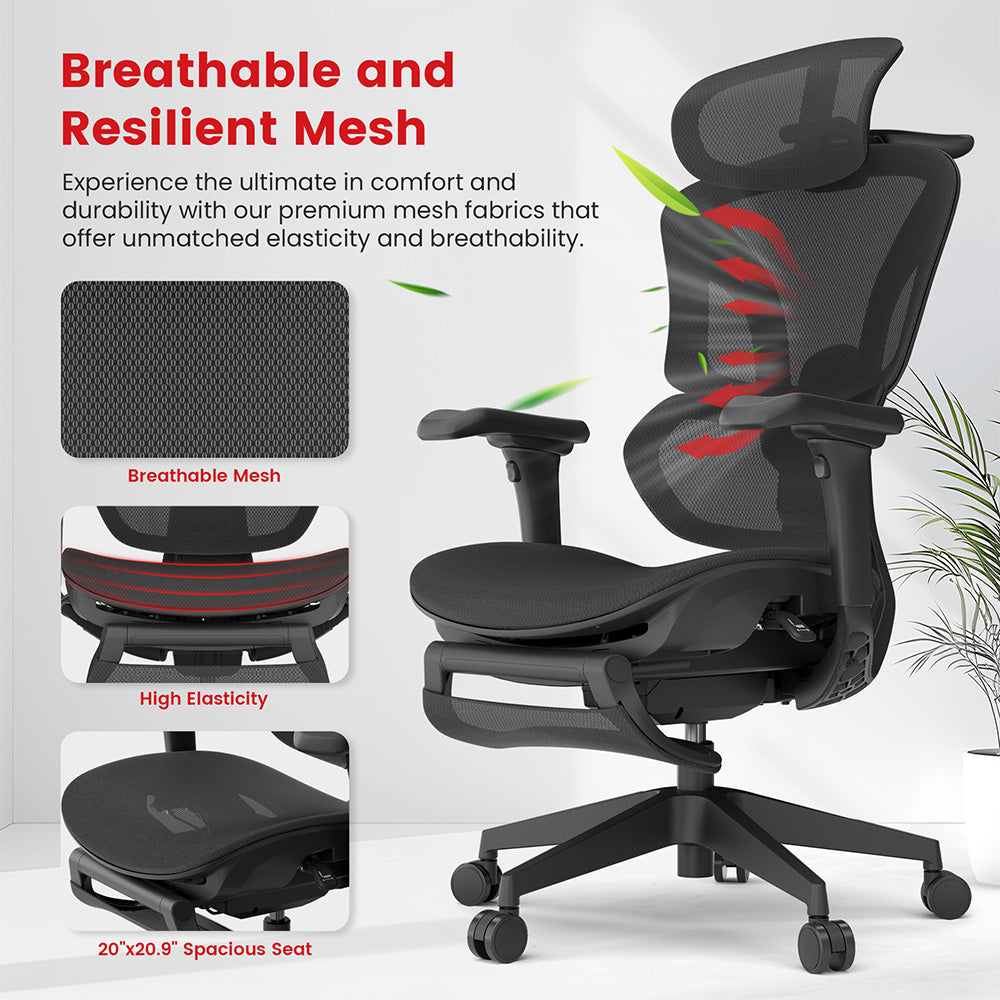 Ergonomická herná kancelárska stolička ACGAM CG-5658M s 4D nastaviteľnými podrúčkami, bedernou opierkou a nastaviteľnou opierkou hlavy.