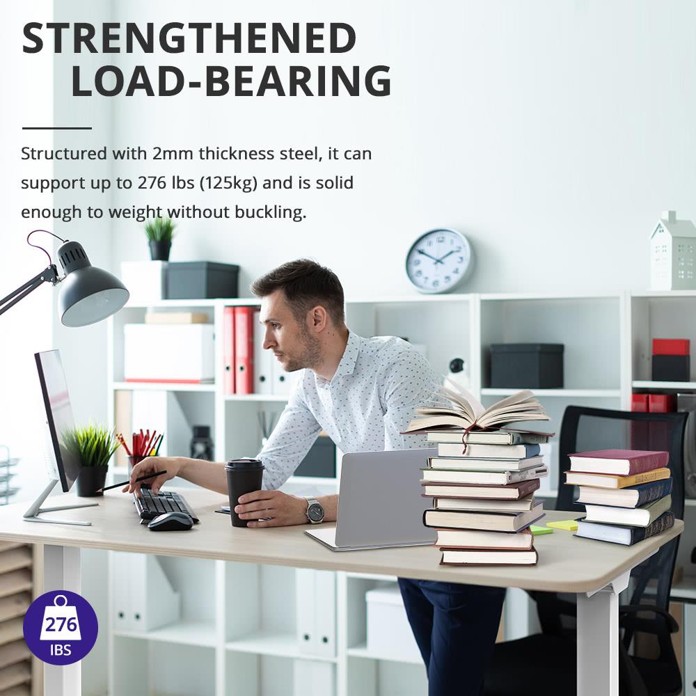 ACGAM ET225E Elektrický stôl s dvojitým motorom a trojstupňovými nohami, ergonomický výškovo nastavitelný podstavec - čierna (iba rám)