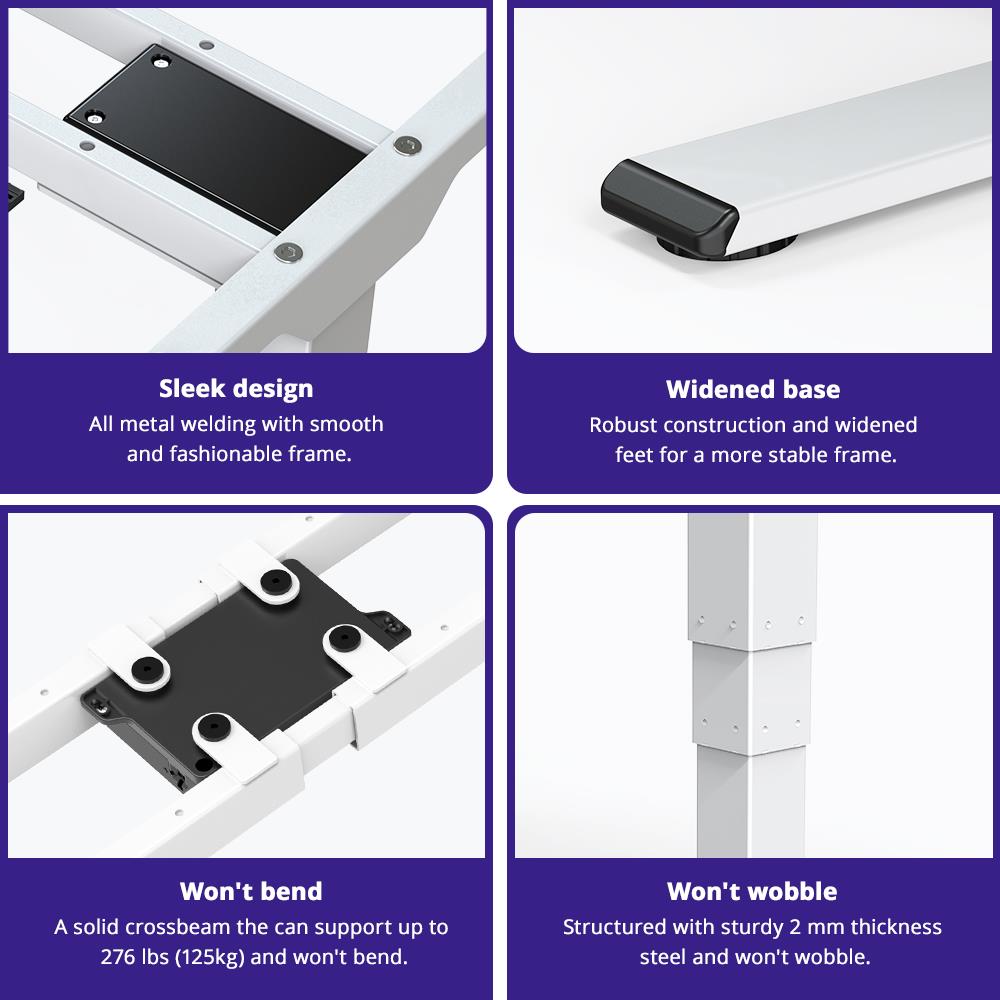 ACGAM ET225E Elektrický stôl s dvojitým motorom a trojstupňovými nohami, ergonomický výškovo nastavitelný podstavec - čierna (iba rám)