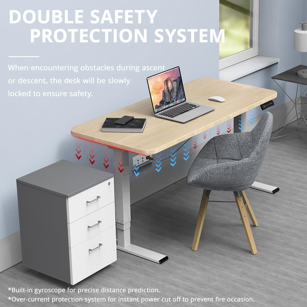 ACGAM ET225E Elektrický stôl s dvojitým motorom a trojstupňovými nohami, ergonomický výškovo nastavitelný podstavec - čierna (iba rám)