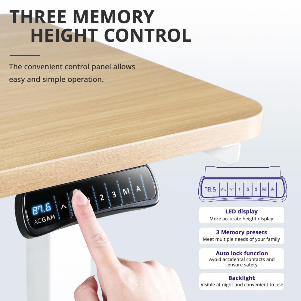 ACGAM ET225E Elektrický stôl s dvojitým motorom a trojstupňovými nohami, ergonomický výškovo nastavitelný podstavec - čierna (iba rám)