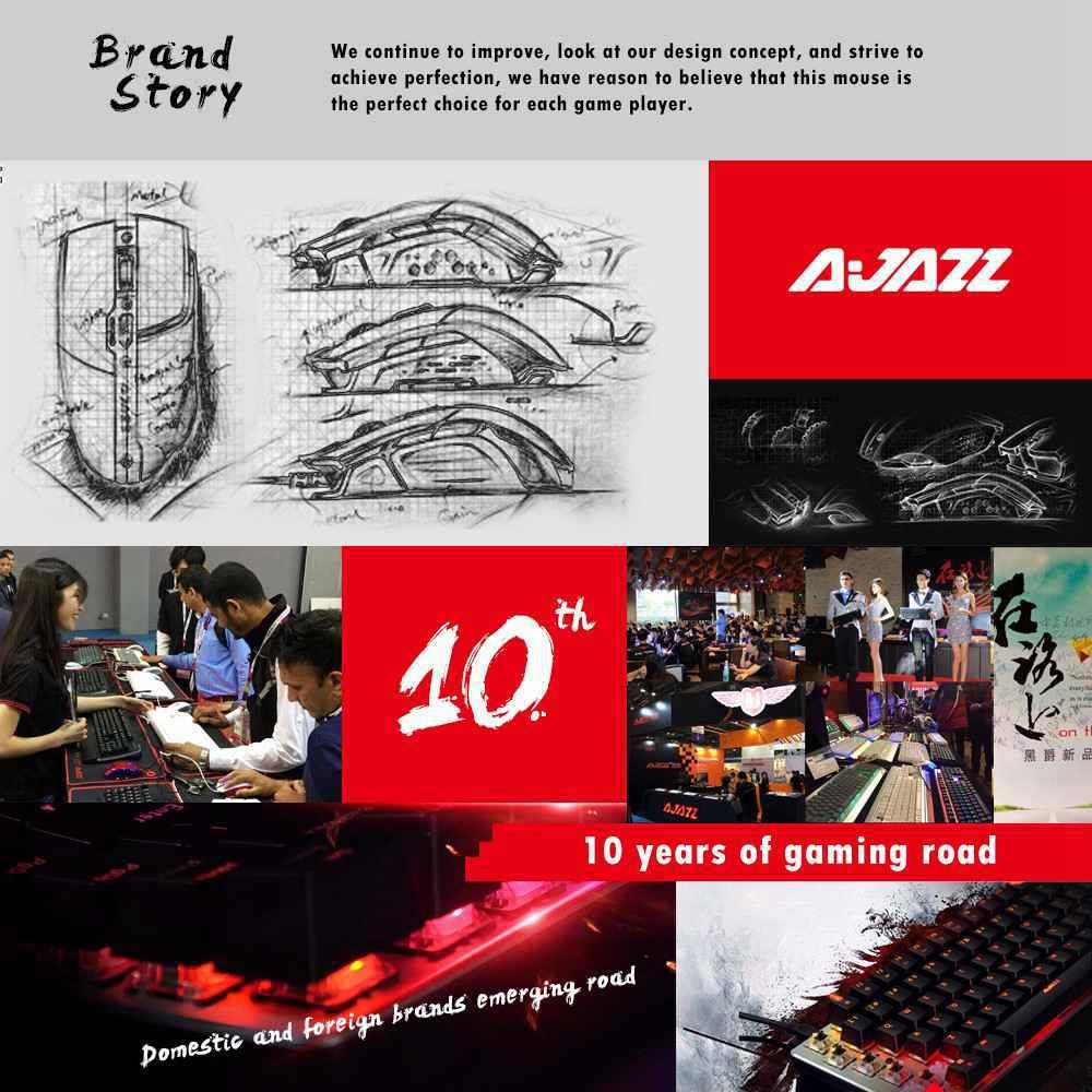 Ajazz AJ390 Ultralehká optická drátová myš s dutým dizajnom, RGB podsvietením, nastaviteľným DPI 16000 a 7 tlačidlami – čierna