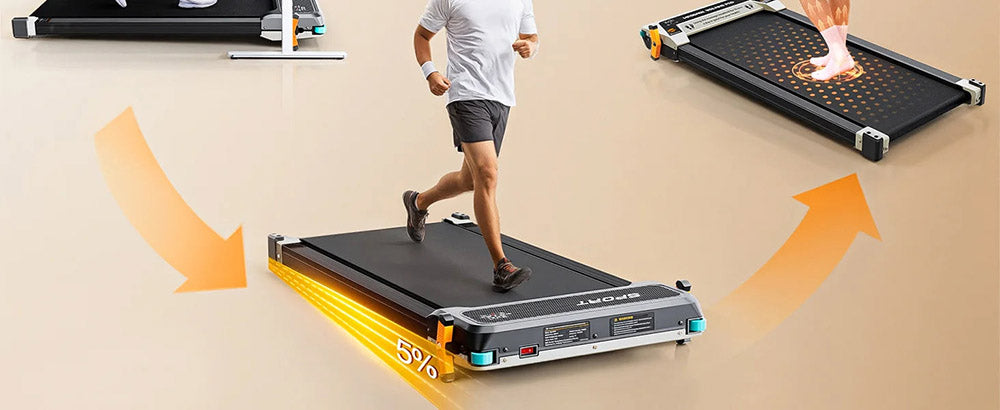 Akluer 520 obojstranný podstôlkový behací pás s Shiatsu masážnou funkciou nôh, chodiaca podložka s náklonom, tichý motor 2,5 HP, LED displej