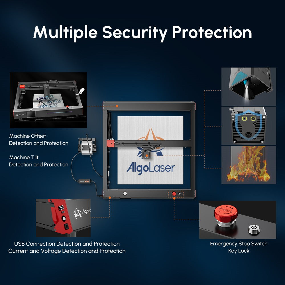 AlgoLaser Delta 22W laserový gravírovací stroj, s čerpadlom na vzduch, rýchlosť gravírovania 500 mm/s, 440*415 mm (173,2*163,4 palca)