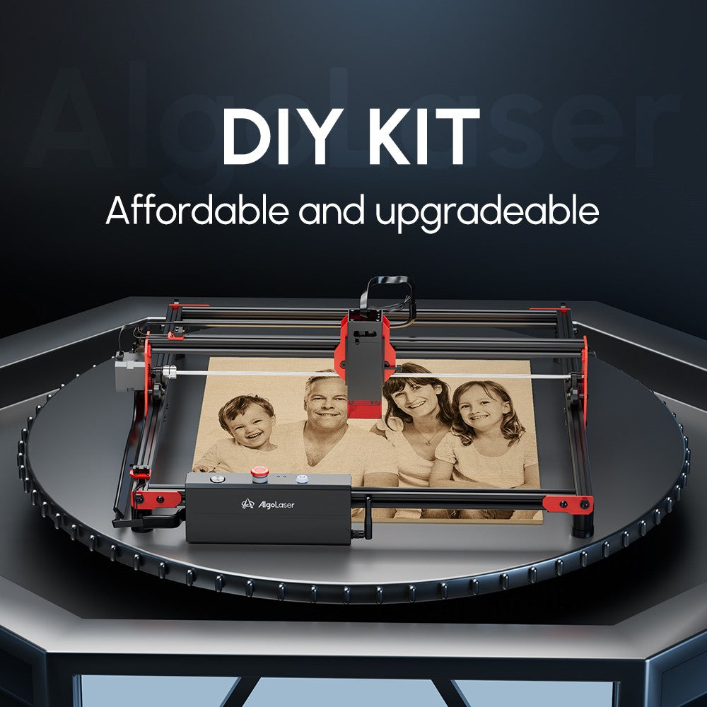AlgoLaser DIY KIT 5W laserový gravír, dvojjadrový procesor, rýchlosť gravírovania 12 000 mm/min, 2,4 GHz WiFi, 400*400 mm (157,5*157,5 palcov)