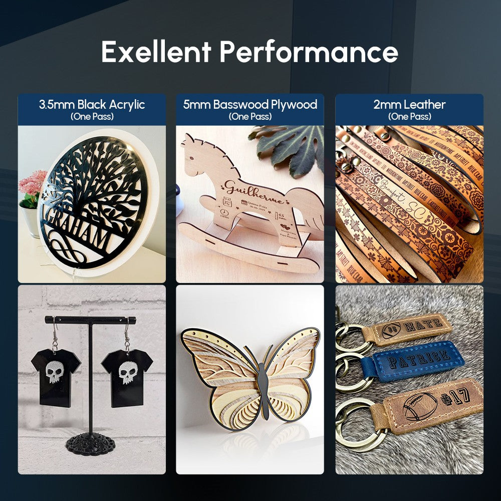 AlgoLaser DIY KIT 5W laserový gravír, dvojjadrový procesor, rýchlosť gravírovania 12 000 mm/min, 2,4 GHz WiFi, 400*400 mm (157,5*157,5 palcov)