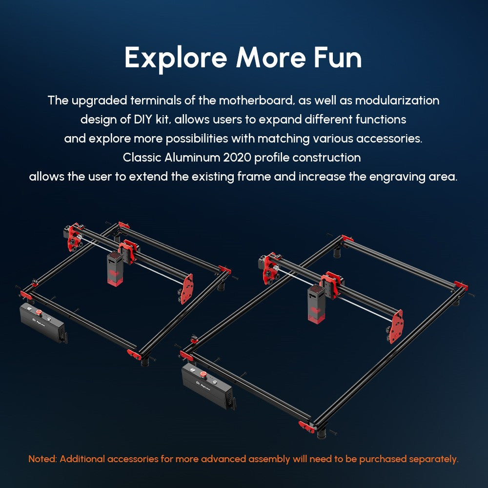 AlgoLaser DIY KIT 5W laserový gravír, dvojjadrový procesor, rýchlosť gravírovania 12 000 mm/min, 2,4 GHz WiFi, 400*400 mm (157,5*157,5 palcov)