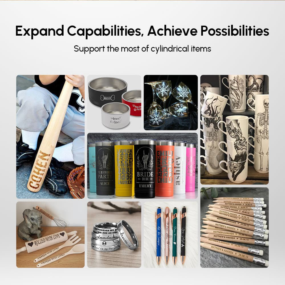 AlgoLaser RR2 rotačný valec, výškovo nastaviteľná konzola, gravírovacia rýchlosť 3000 mm/min, 7 šírkových prevodov, pre gravírovací stroj Alpha, Delta a DIY Kit