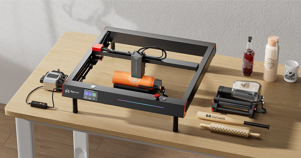 AlgoLaser RR2 rotačný válec, výškovo nastaviteľná konzola, gravírovacia rýchlosť 3000 mm/min, 7 šírkových prevodov, pre gravírovací stroj Alpha, Delta a DIY Kit