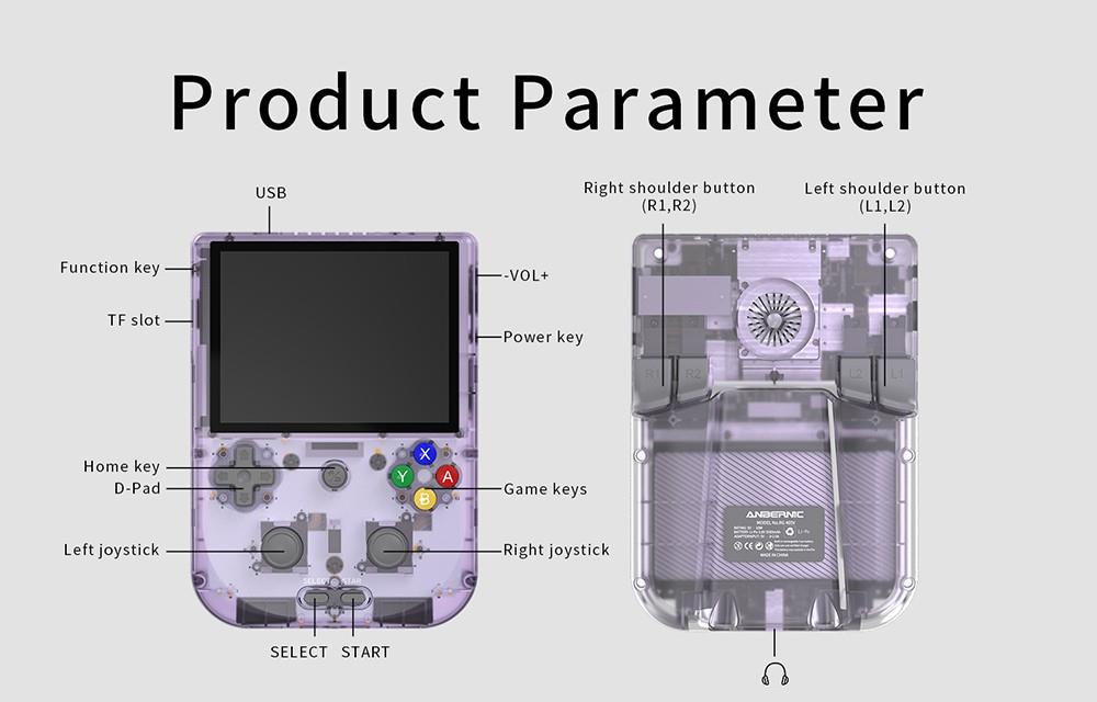 Herná konzola ANBERNIC RG405V, 4GB LPDDR4 128GB eMMC, Android 12, 5G WiFi, Bluetooth 5.0, 128GB TF karta, 3172 hier - fialová