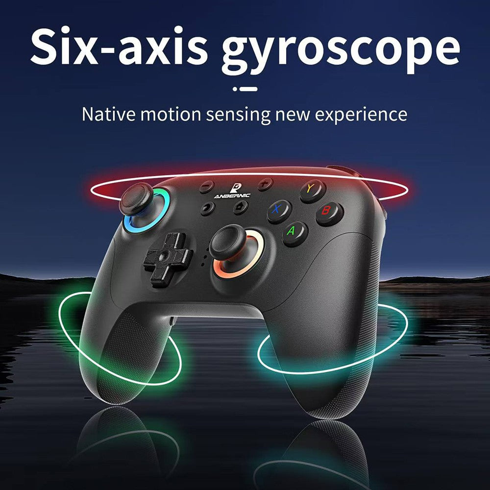 Herný ovládač ANBERNIC RG P01, Hall efektové spúšte a joystick, šesťosový gyroskop, Bluetooth/2.4G bezdrátové/káblové pripojenie, 9 hodín výdrže, kompatibilný s PC, Switch, Android, iOS, Steam - čierna